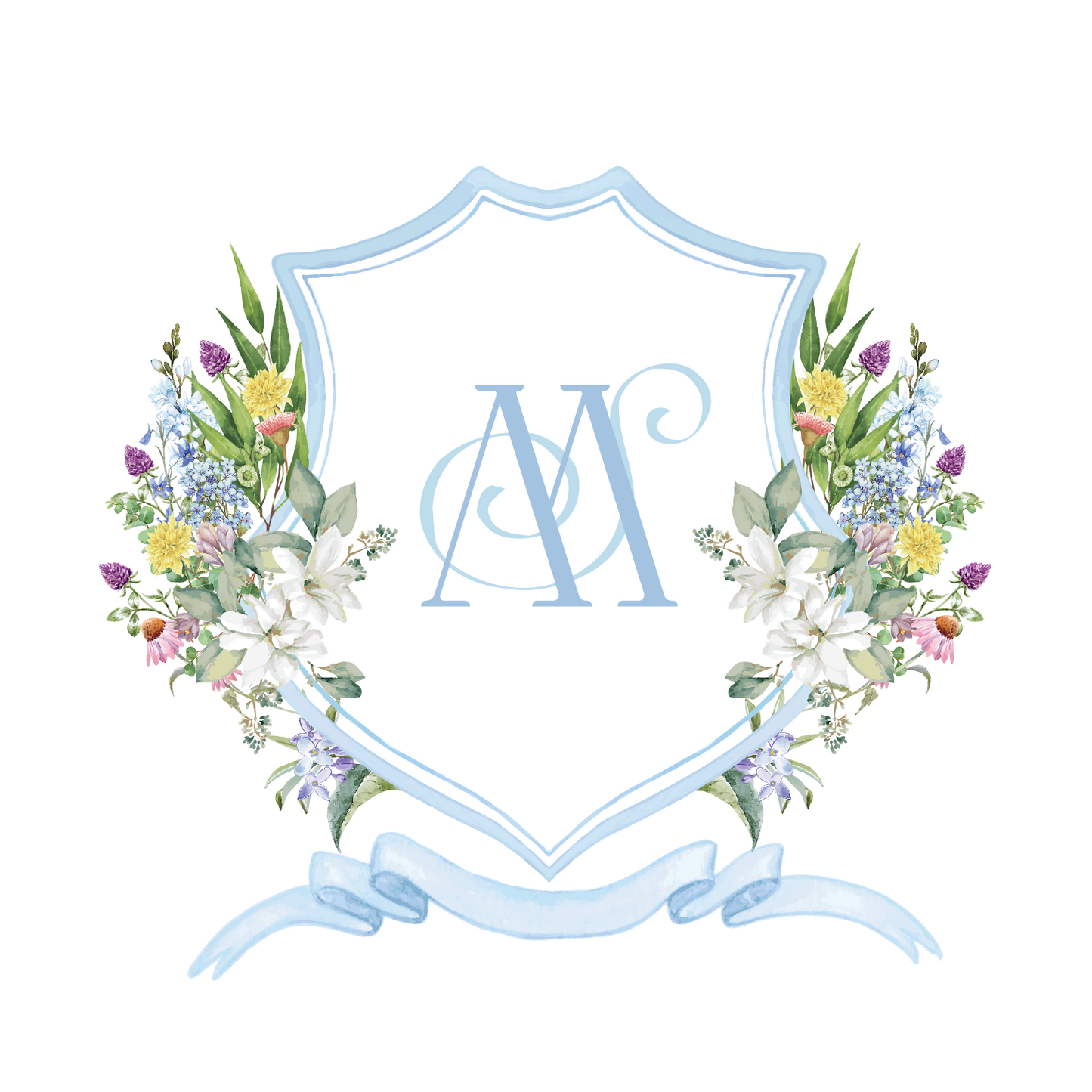 Blue Floral Monogram