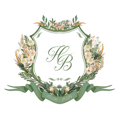 Green Floral Monogram