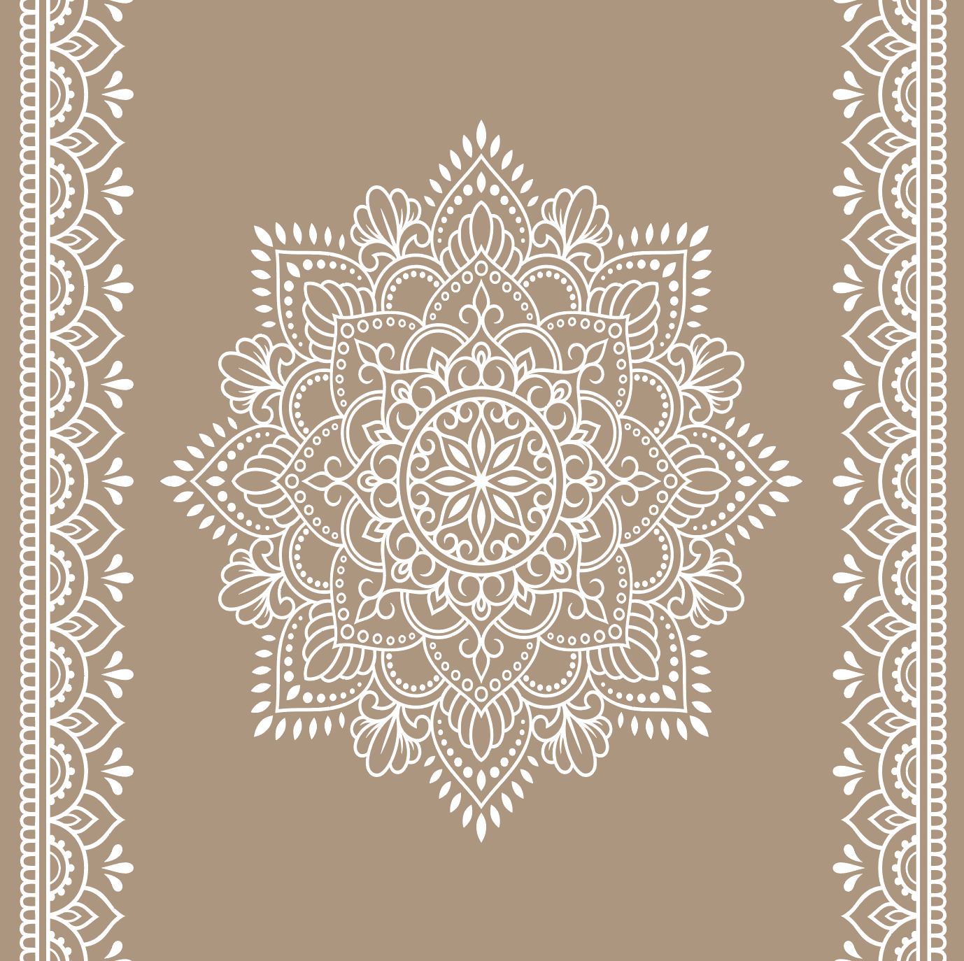 White Mandala on Tan Background