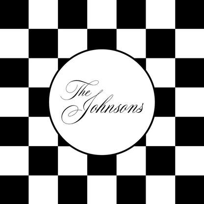 Circle Monogram on Black and White Checkerboard