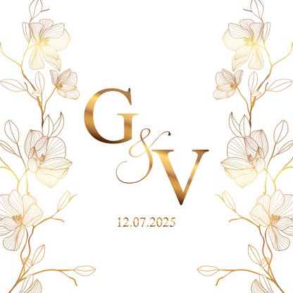 Initials with Gold Floral Sides