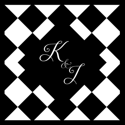 Black & White Diamond Checkerboard with Monogram