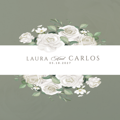 Floral Bouquet with Monogram Banner