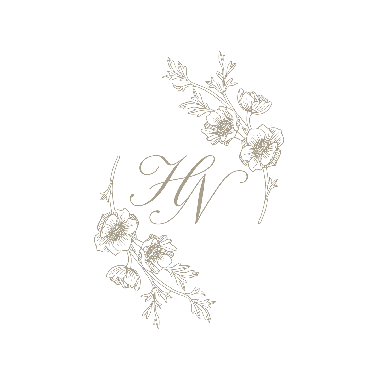 Tan Floral Monogram