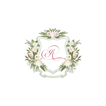 Cream and Pink Floral Wedding Crest