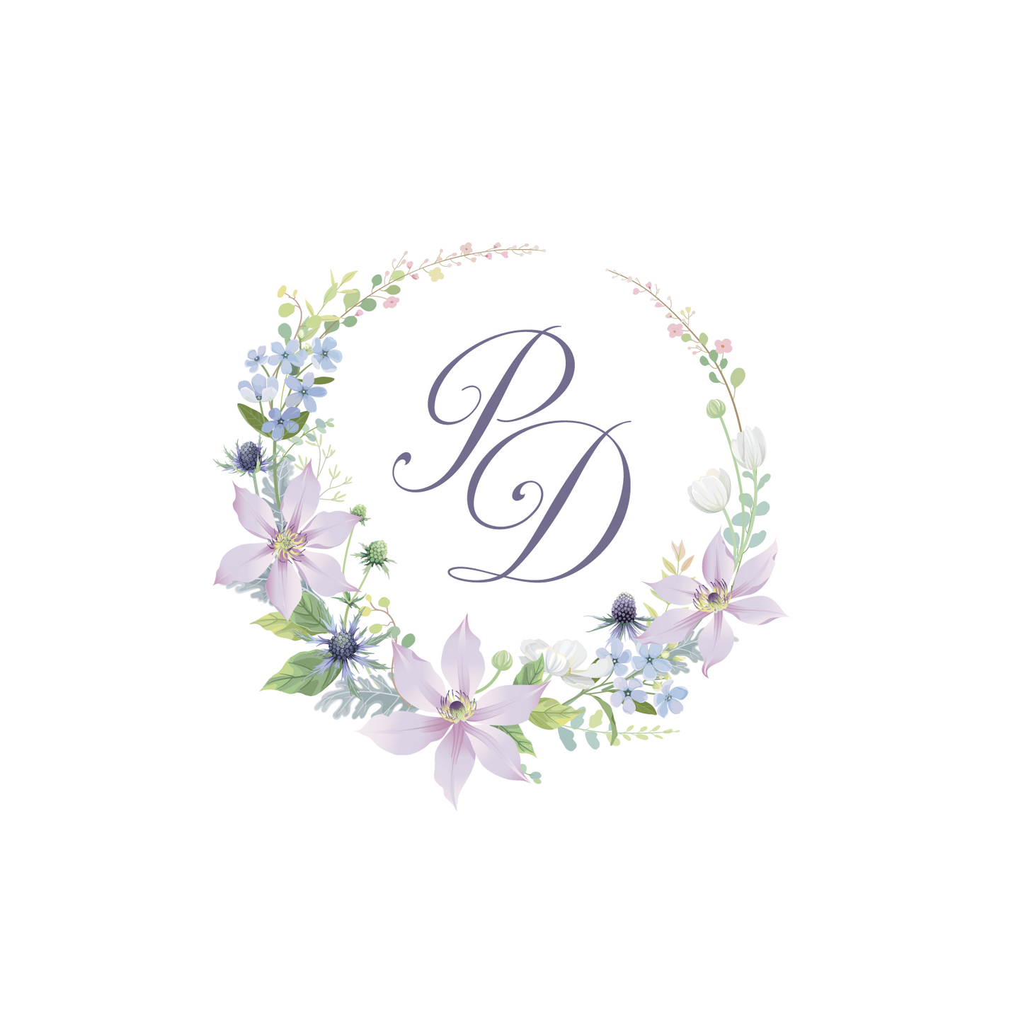 Purple Circle Floral Crest