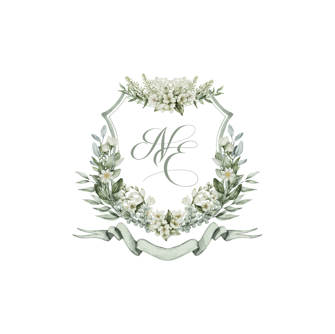 Green Floral Crest