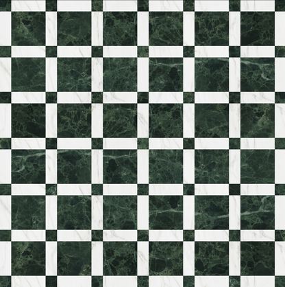 Green and White Marble Tile Pattern