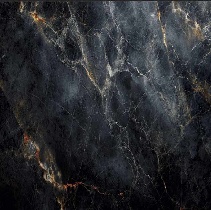 Black Cloudy Marble with Gold Streaks