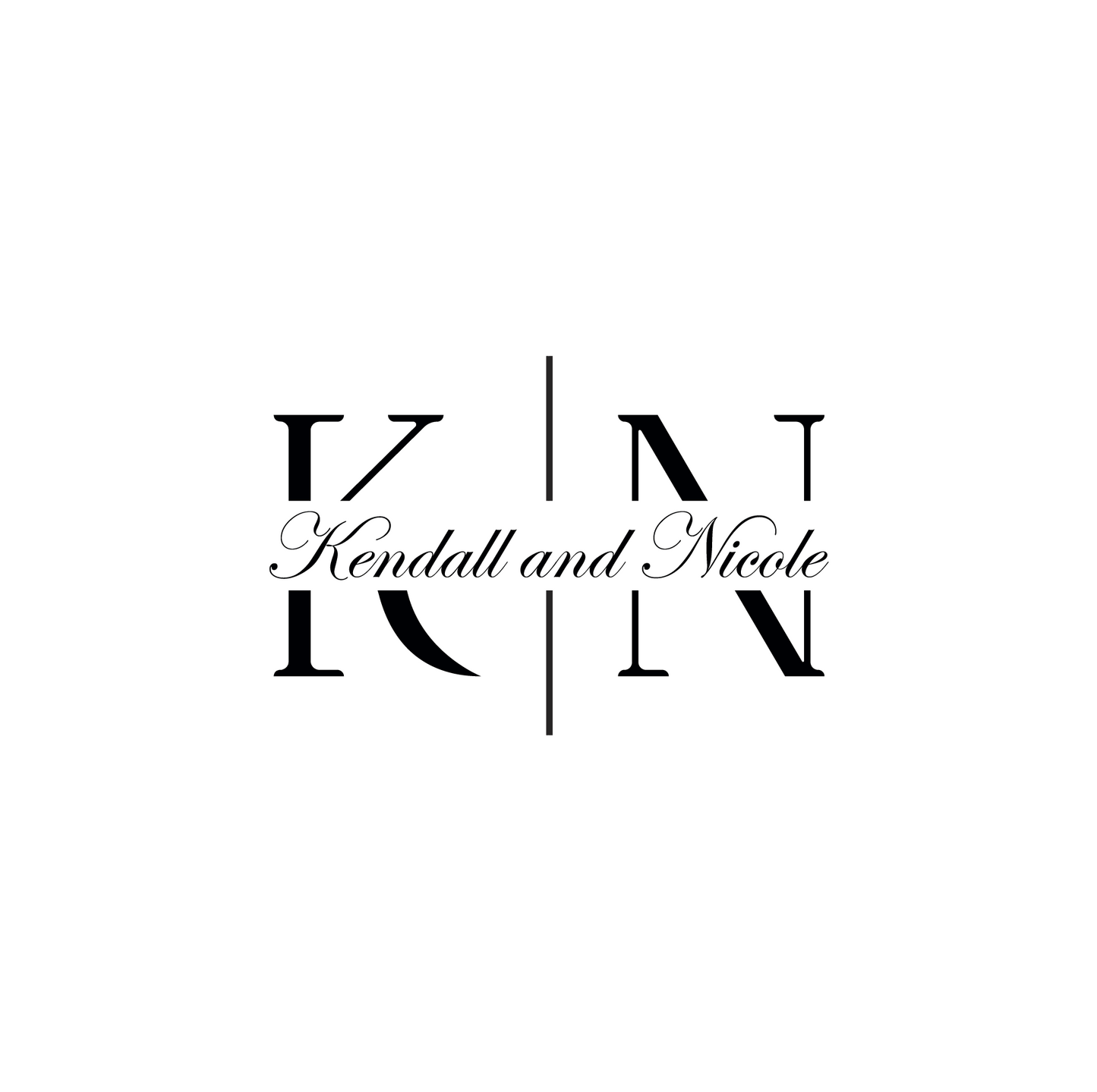 Line Initials with Name in Center Monogram