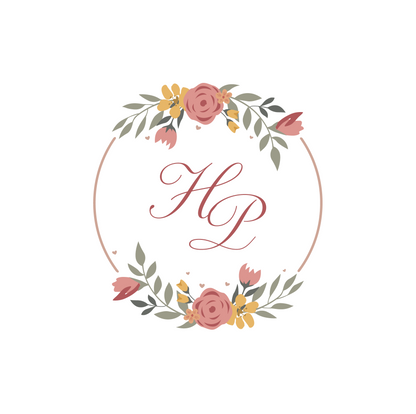 Dark Pink Floral Circle Monogram