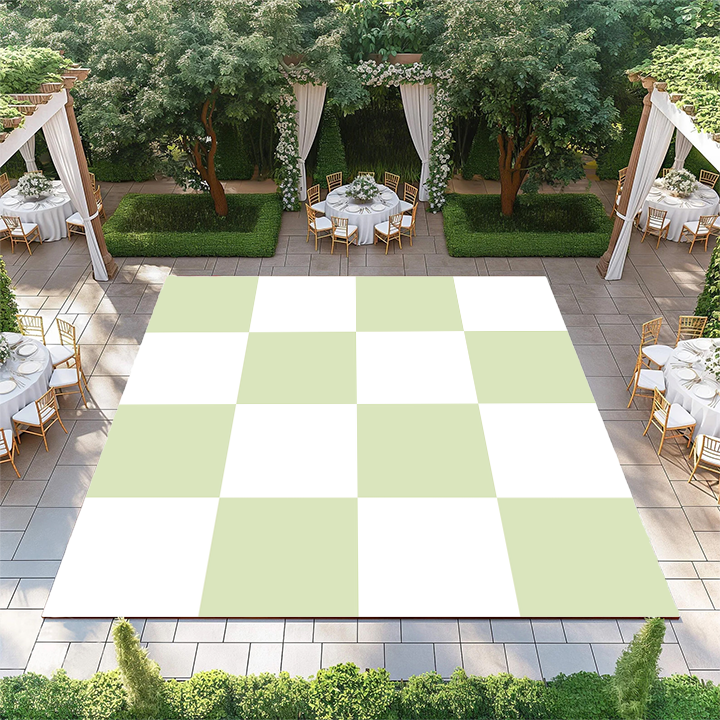 Almond Green and White Checkerboard