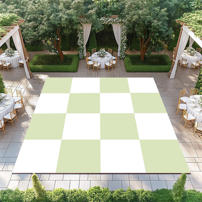 Almond Green and White Checkerboard