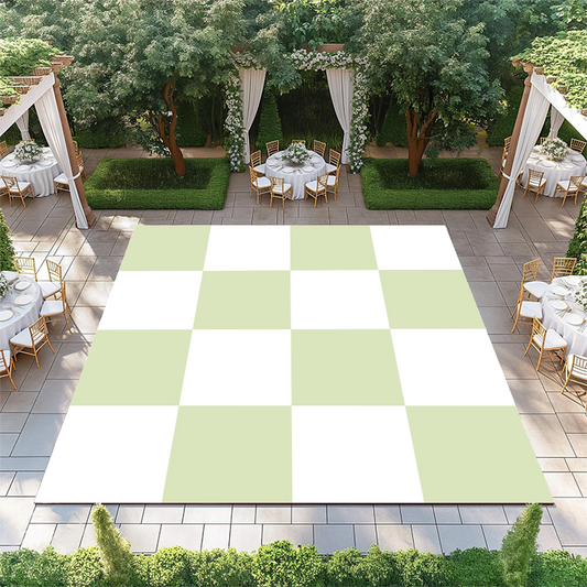 Almond Green and White Checkerboard