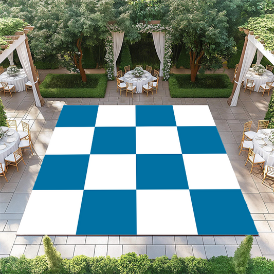 Aqua Blue and White Checkerboard