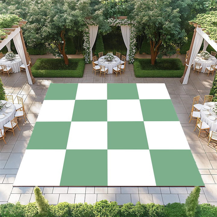 Bay Green and White Checkerboard
