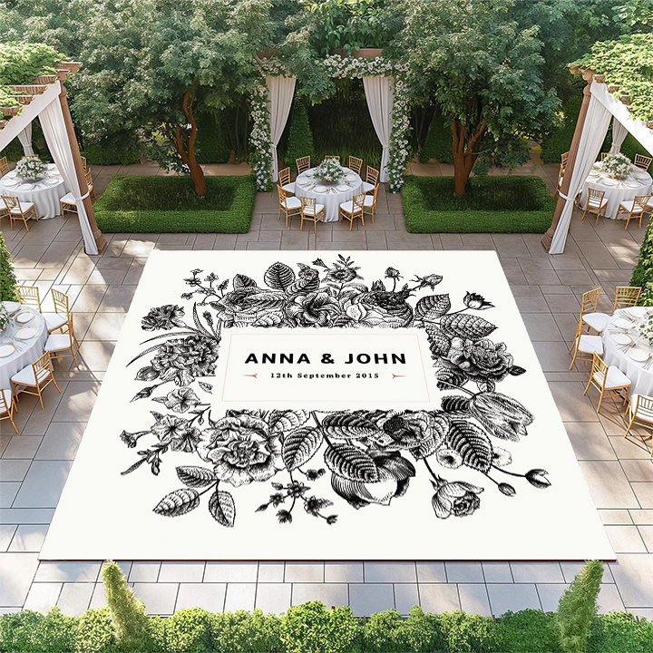 Black and White Floral Monogram