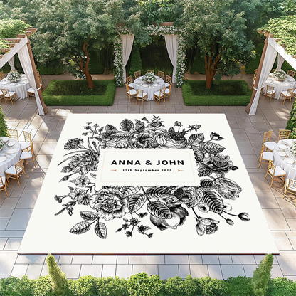 Black and White Floral Monogram