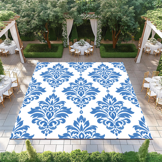 Blue Floral Fleur De Lis