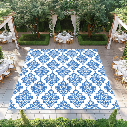 Blue Floral Fleur De Lis Pattern