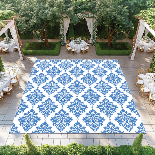 Blue Floral Fleur De Lis Pattern