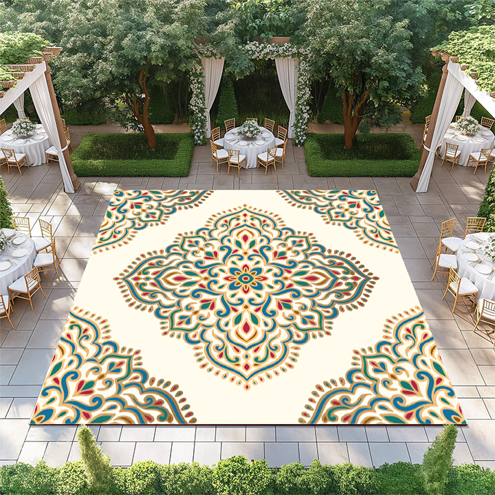 Blue, Green, and Red Floral Pattern