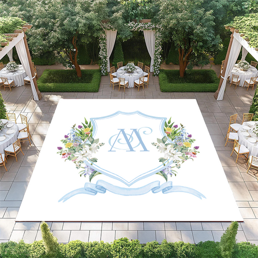 Blue Floral Monogram