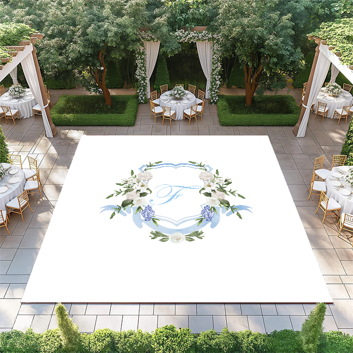 Blue Ribbon and Flower Monogram