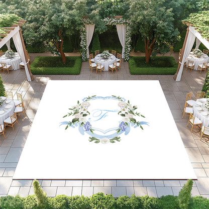 Blue Ribbon and Flower Monogram