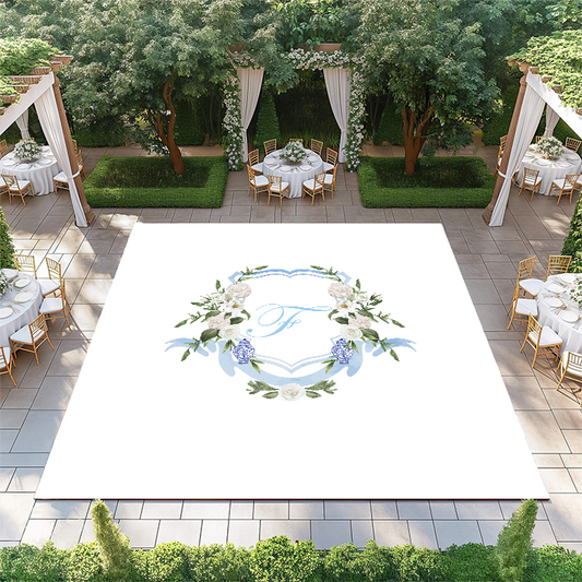 Blue Ribbon and Flower Monogram