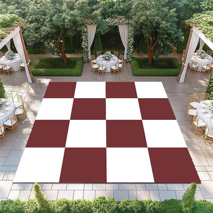 Burgandy and White Checkerboard