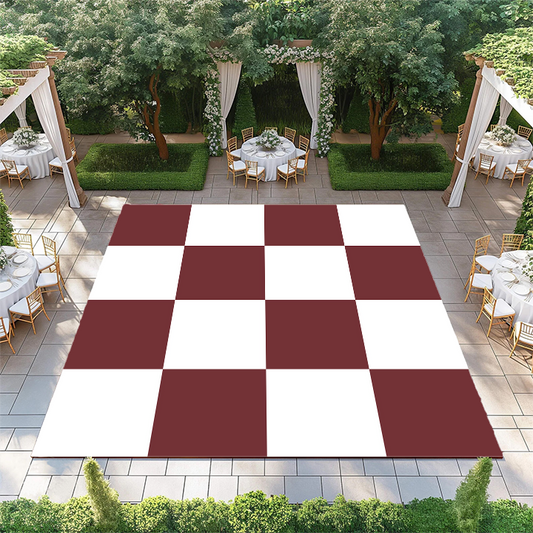 Burgandy and White Checkerboard