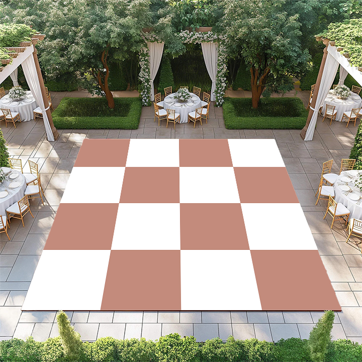 Burnt Orange and White Checkerboard