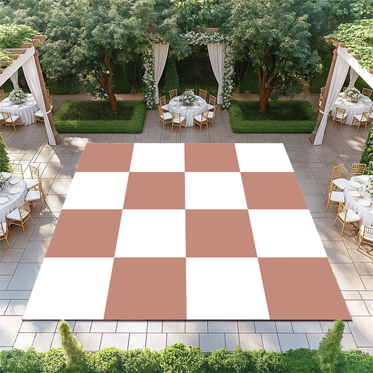 Burnt Orange and White Checkerboard