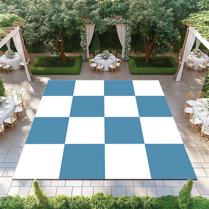Dark Baby Blue and White Checkerboard