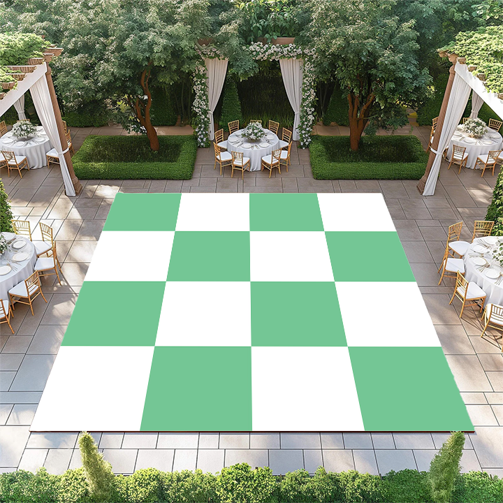 Felt Green and White Checkerboard