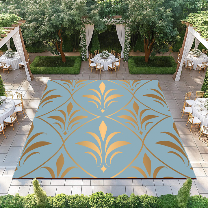 Gold and Light Blue Damask