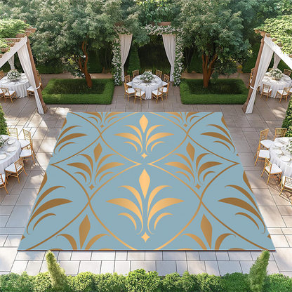 Gold and Light Blue Damask
