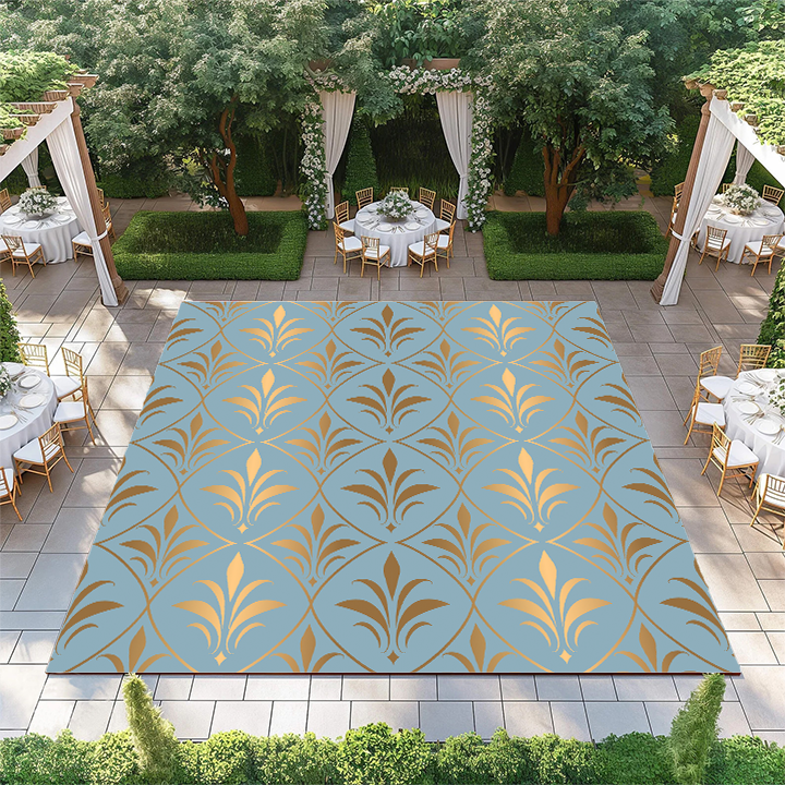 Gold and Light Blue Damask Pattern