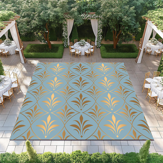 Gold and Light Blue Damask Pattern