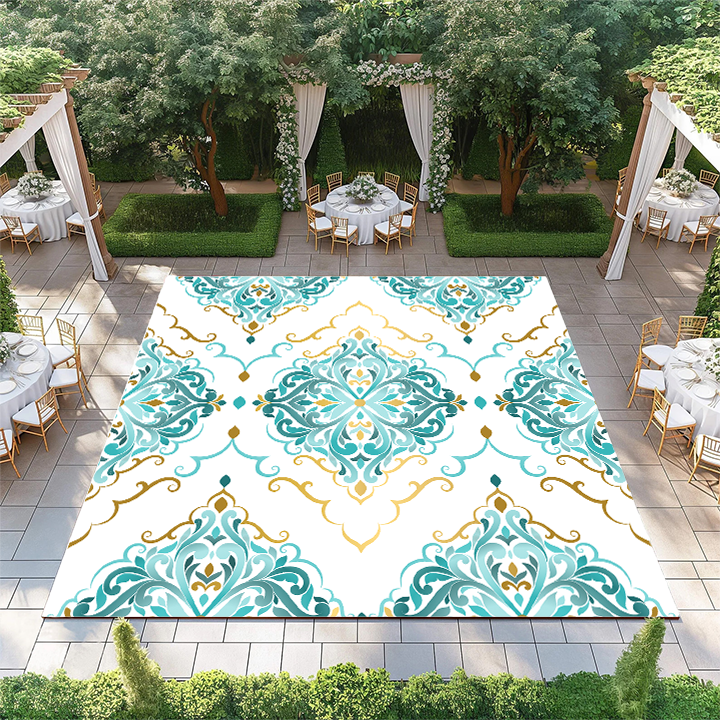 Gold and Turquoise Diamond Pattern