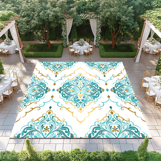 Gold and Turquoise Diamond Pattern