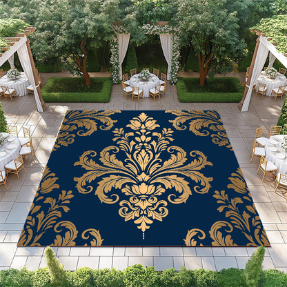 Gold Damask on Dark Blue