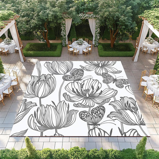 Gray Flowers and Butterflies