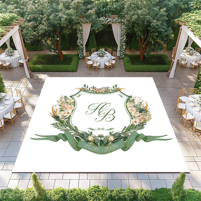 Green Floral Monogram
