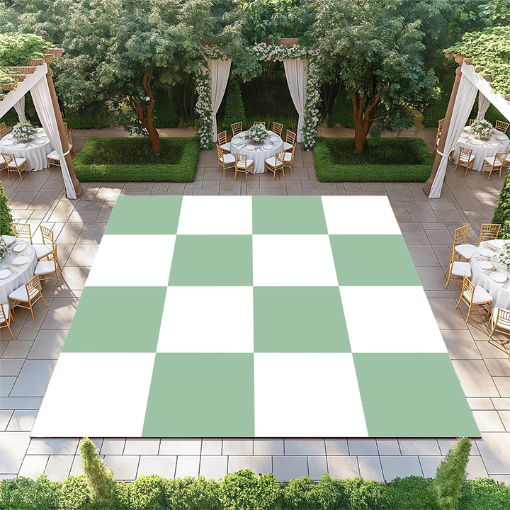 Leaf Green and White Checkerboard