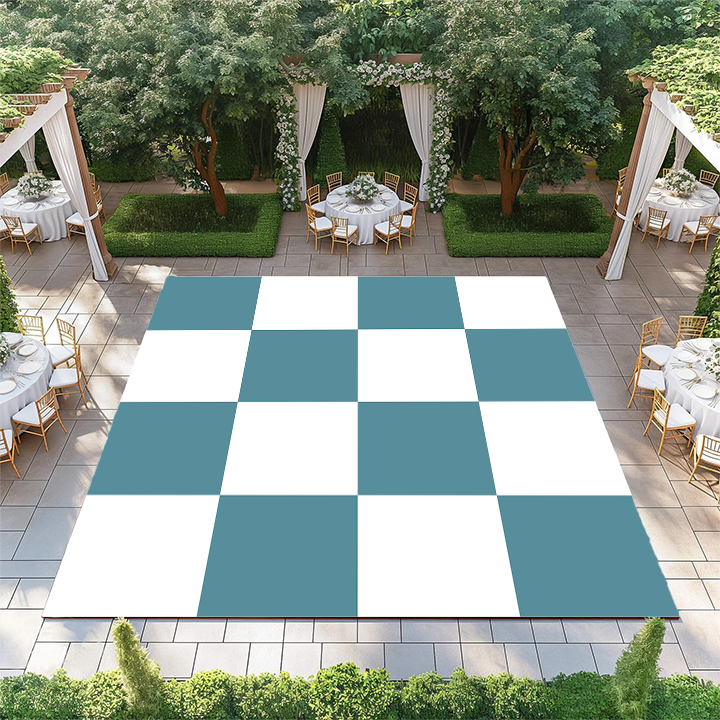 Light Green-Blue and White Checkerboard