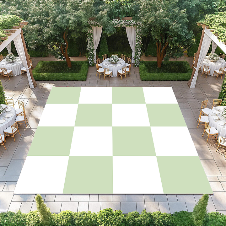 Misty Green and White Checkerboard