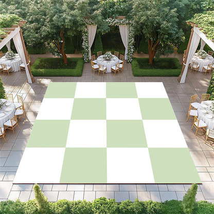 Misty Green and White Checkerboard