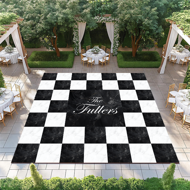 Monogram on Marble Checkerboard